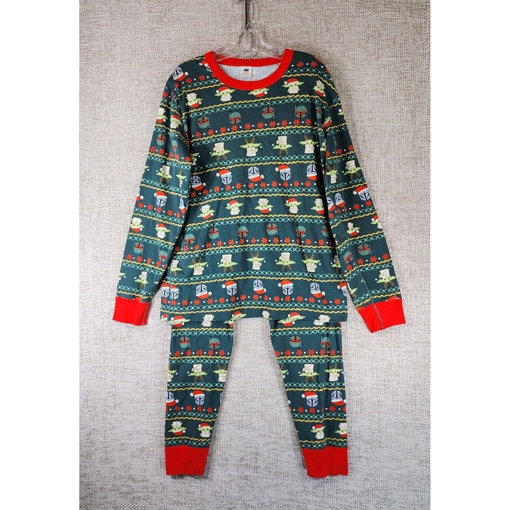 Hanna Andersson Star Wars Mandalorianā Pajama Set Mens XL Green Yoda Christmas